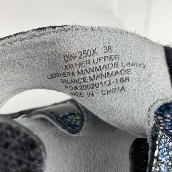 Size EU 38 Alegria Dinah Leather Slip-On Sandals w/ Strap Details - Deep Sea - Picture 6 of 10